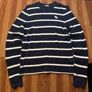 Abercrombie&Fitch Blue White Striped Y2k Muscle Sleeve Shirt Fits Small